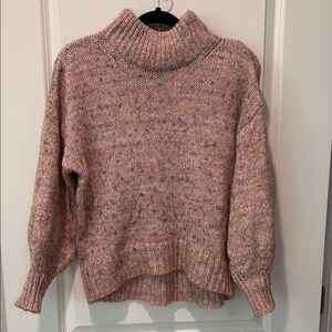 Ann Taylor Pink Cowl Neck Sweater with Textured Knit